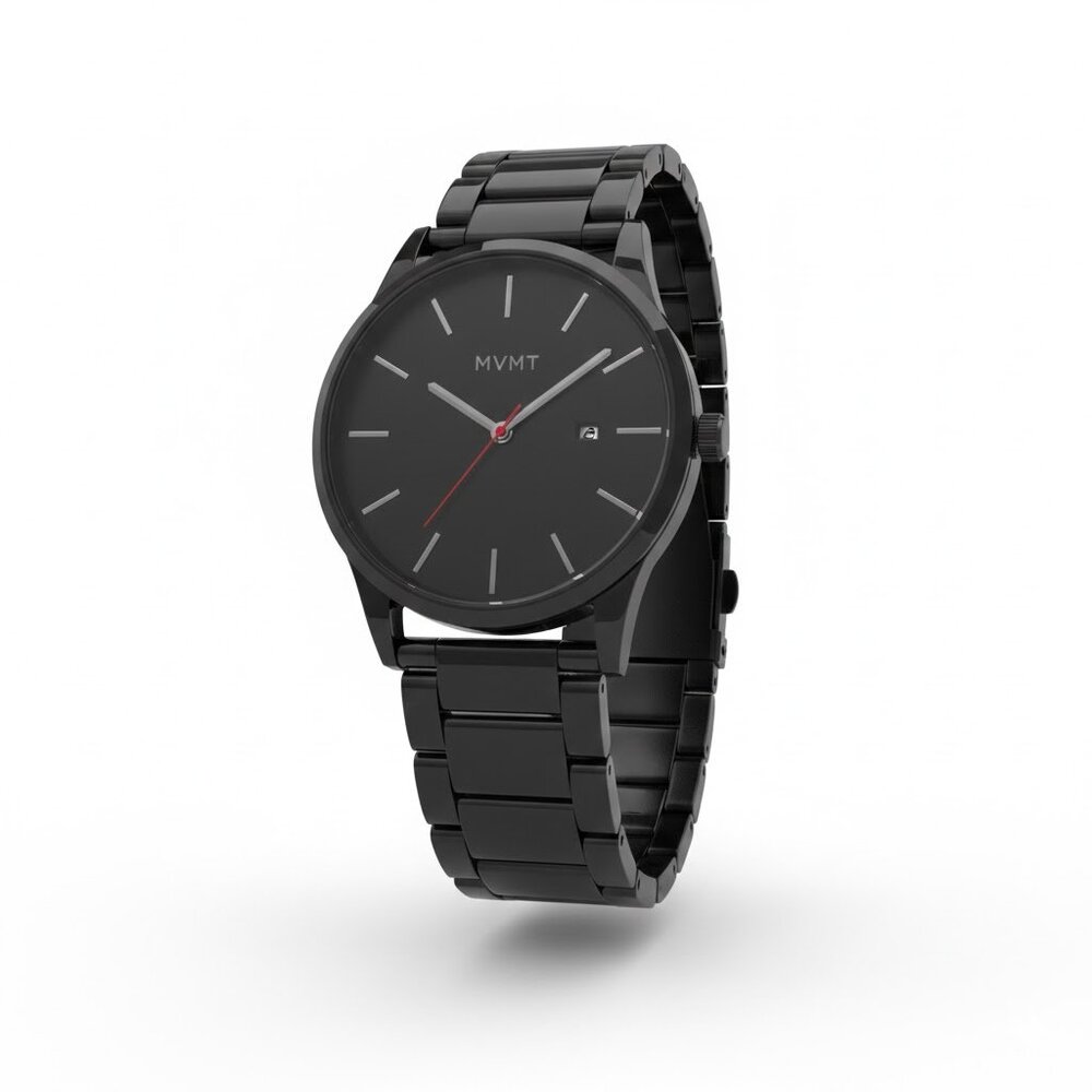 MVMT Men's Classic Stainless Steel Watch Jet Black 45mm